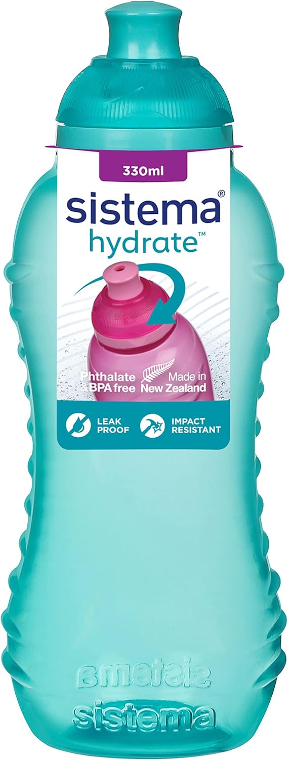 Sistema Twist 'n' Sip Squeeze Kids Water Bottle | Leakproof Water Bottle | 330 ml | BPA-Free | Assorted Colours