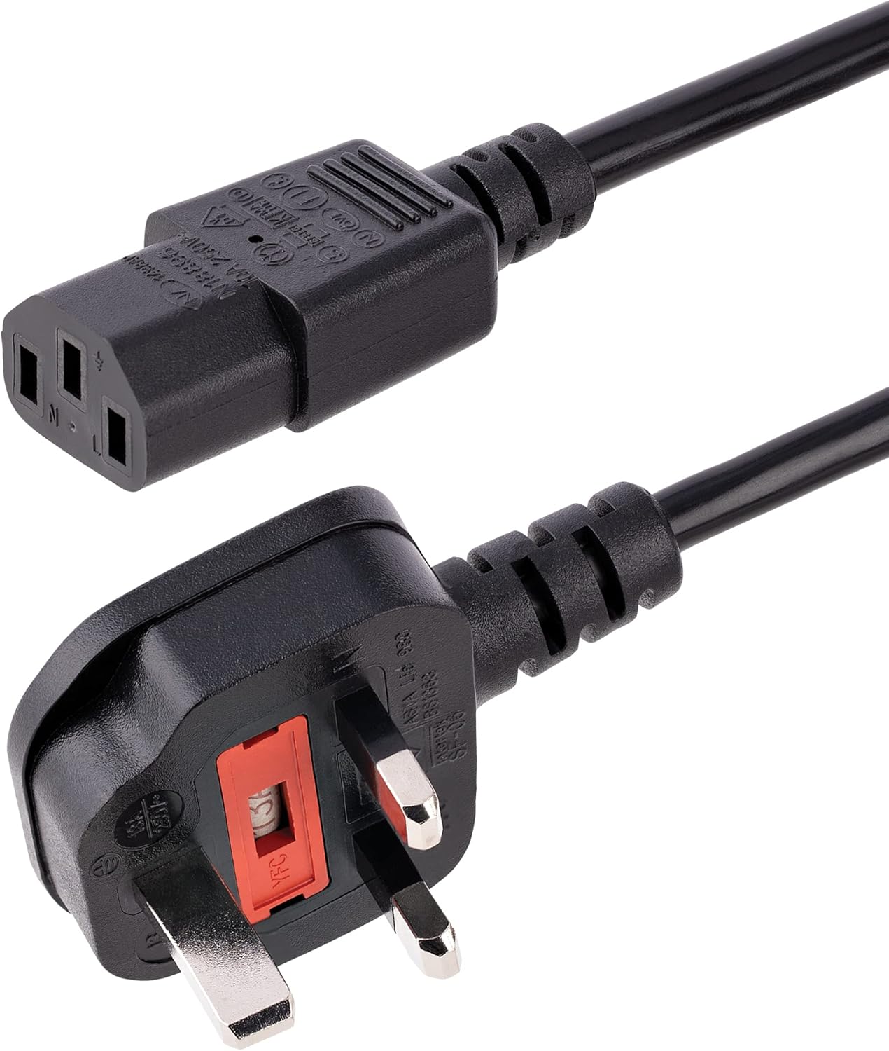 StarTech.com 10ft (3m) UK Computer Power Cable, 18AWG, BS 1363 to C13, 13A 250V, Black Replacement AC Power Cord, Kettle Lead / UK Power Cord, Power Supply Cable, TV/Monitor Power Cable (PXT101UK3M)