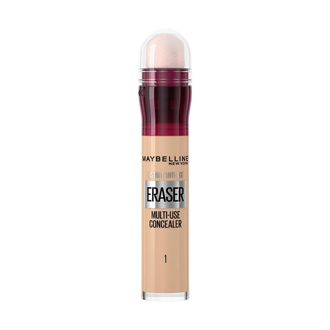 Maybelline Concealer Instant Anti-Age Eraser, Eye Concealer, for Dark Circles and Blemishes, Ultra-Blendable Formula, 01 Light, Packaging May Vary