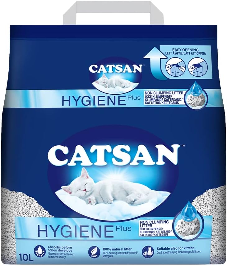 Catsan Hygienic Cat Litter Non Clumping 100% Natural Absorbent 10L White