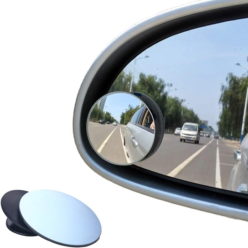 BEEWAY Blind Spot Mirrors, Round Frameless 360° Rotate Sway Adjustable HD Glass Convex Mirror Maximize RearView Universal for Car SUV Trucks Traffic Safety - Pack 2