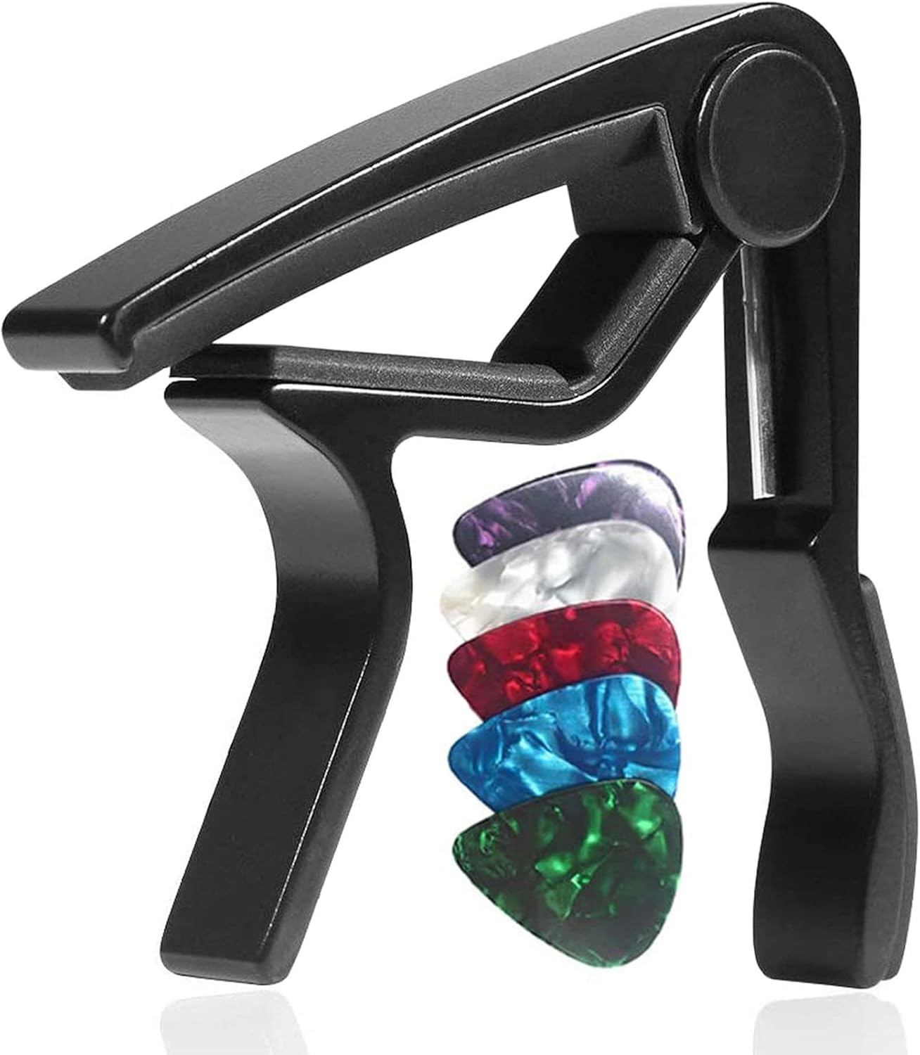 WINGO Guitar Capo for Acoustic and Electric Guitars with 5 Picks for Free, Black