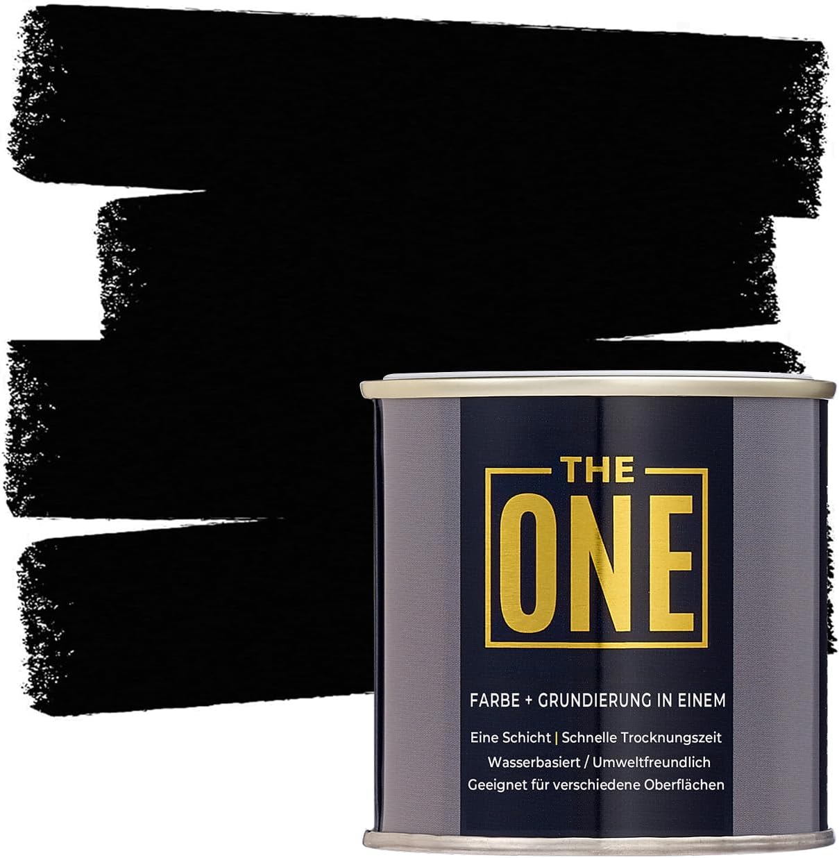 THE ONE All-In-One Paint & Primer - Black, 250 ml, Multi-Surface Formula with 1 Coat, Easy Indoor and Outdoor Decoration for Walls, Floors and Furniture in the Home and Garden