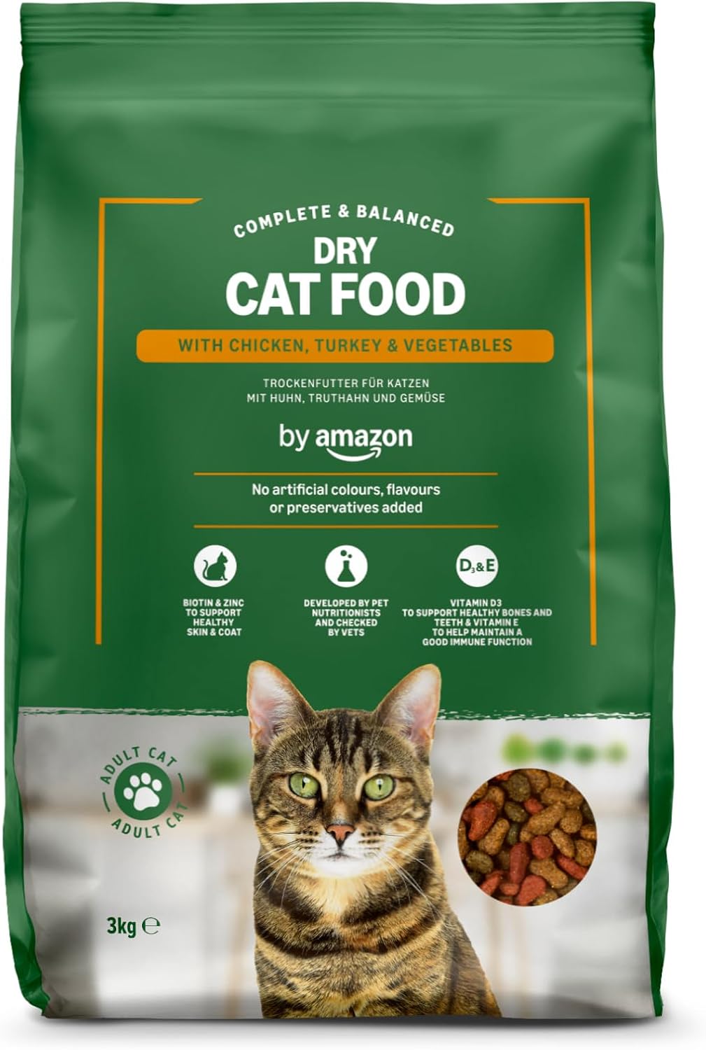 Amazon Brand: Solimo Complete Dry Adult Cat Food, 1-Pack, 3 kg