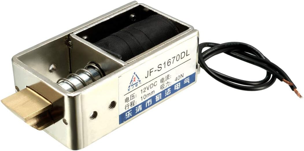sourcing map DC 12V 400mA 4.8W 40N Pull Type Line Motion Solenoid Valve Electromagnet 10mm