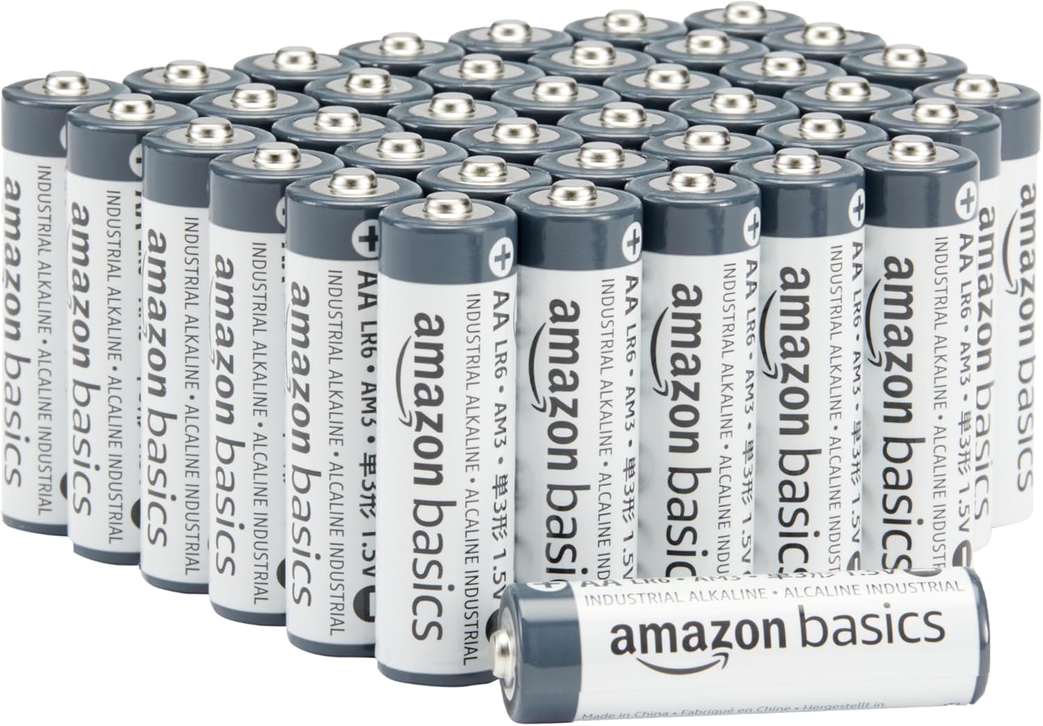 Amazon Basics 40-Pack AA Alkaline Industrial Batteries, 1.5 Volt, 5-Year Shelf Life