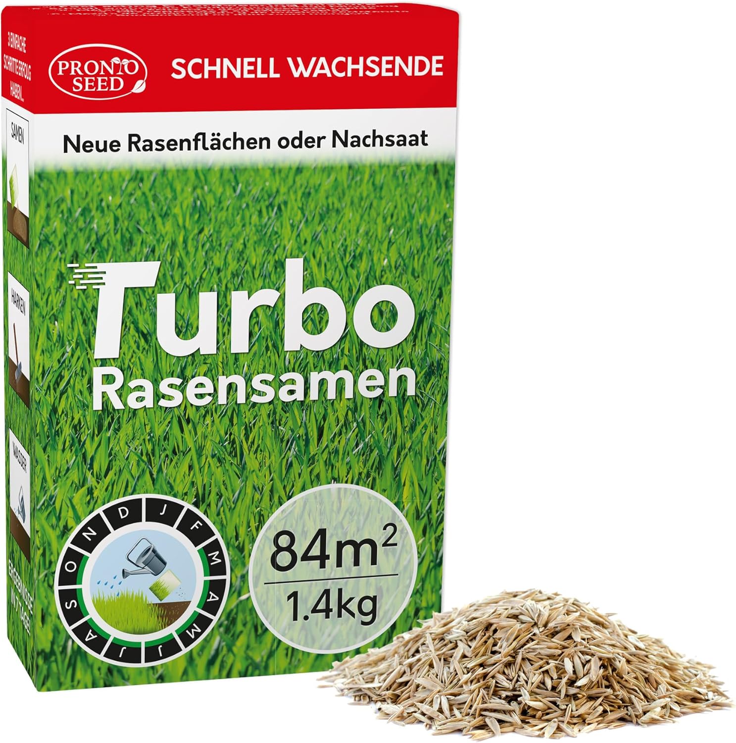 Pronto Seed Lawn Seeds - 3lb Premium Quality, 84m2 Coverage for Reseeding - Fast Growing and Durable Grass Seeds - Tailored to DE Climate - Defra Approved