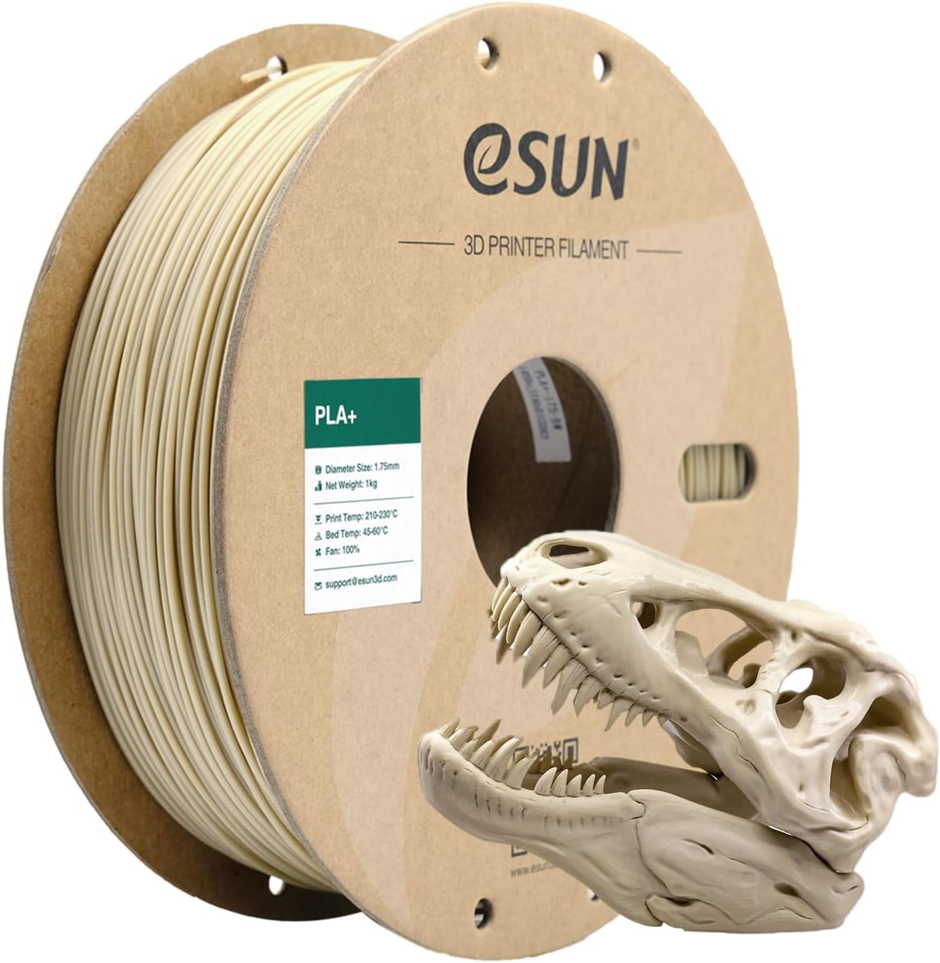 eSUN Polylactic Acid (PLA+) Filament, 1.75 mm, 3D Printer Polylactic Acid (PLA Plus) Filament, Dimensional Accuracy +/- 0.03 mm, 1 kg (2.2 lbs) Spool, 3D Printing Filament for 3D Printer, Bone White