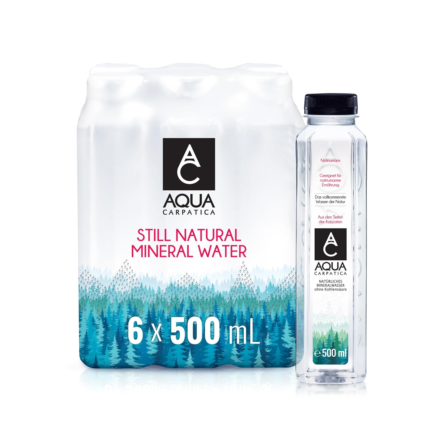 AQUA CARPATICA 500 ml x 6 Still Water Premium Natural Mineral Water, with Natural Electrolytes, 100% Recyclable, BPA-Free, Carbonated Free, Perfect for Preparing Baby Food