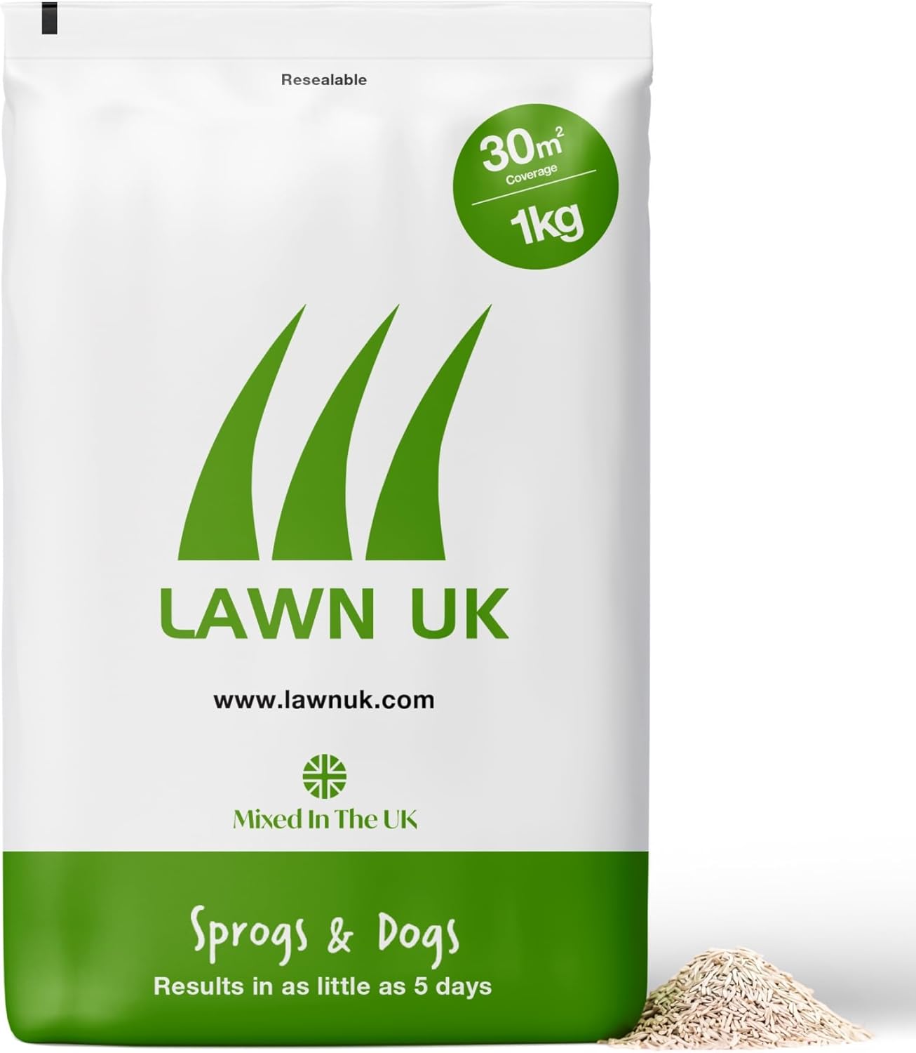 Lawn UK Sprogs & Dogs Ultra Durable Grass Seeds for Family Lawns, Super Durable, Tough Lawn Seed Mix, Fast Growing (1kg)