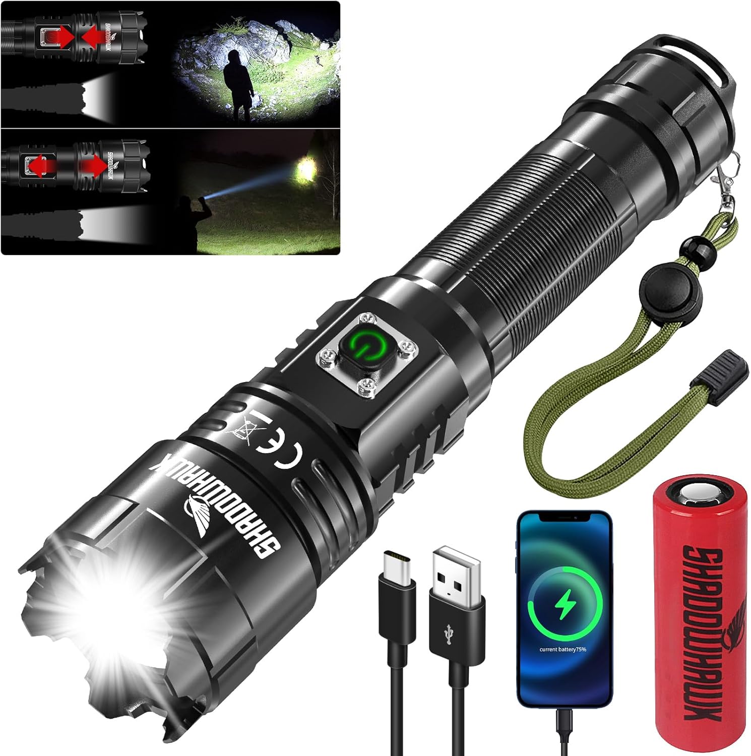 Shadowhawk Rechargeable LED Flashlight