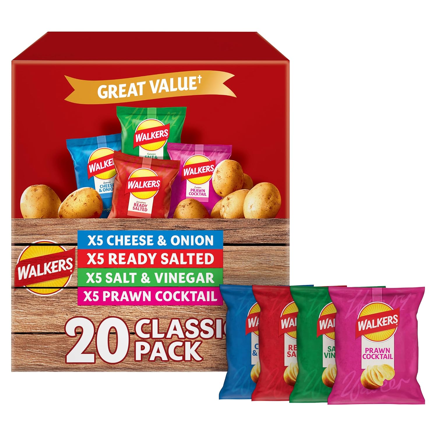 Walkers Classic Variety Multipack Chips Box 20 x 25 g
