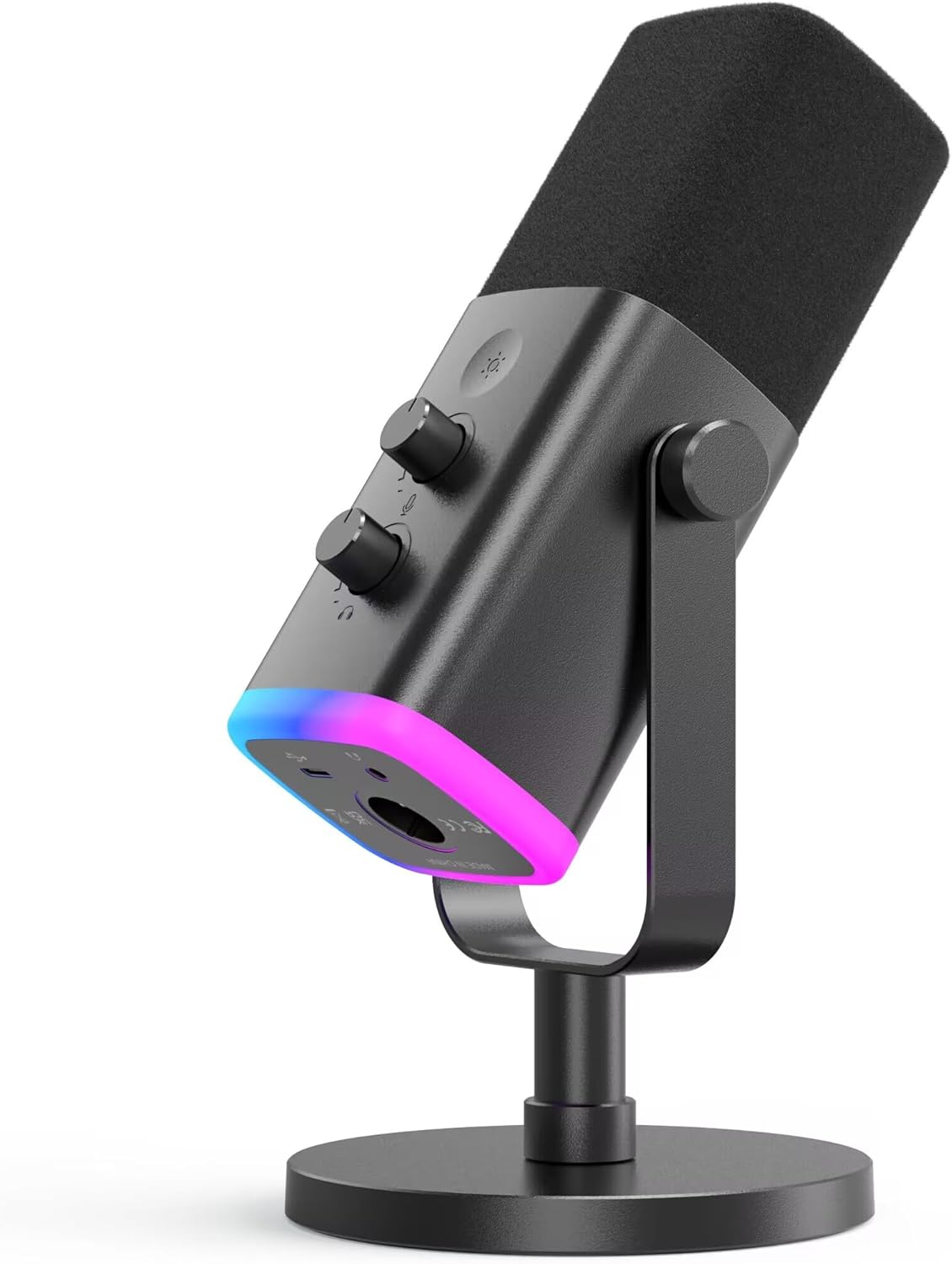 FIFINE XLR/USB Gaming Microphone, Studio Dynamic Streaming Mic, Computer Desktop Stand Microphone for Podcast, VoiceOver, Recording, with RGB, Mute, Monitoring Headphone Jack, Gain Control