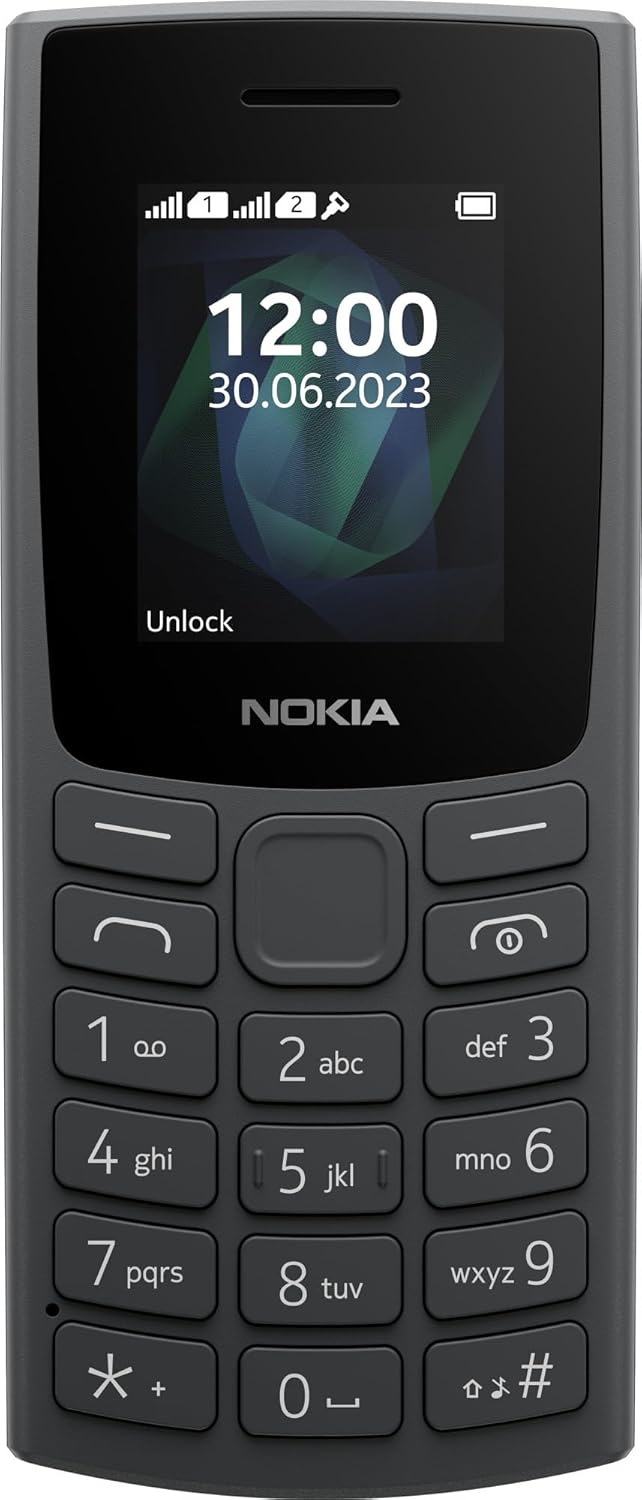 Nokia 105 2G Function Phone with Long Lasting Battery, 12 Hours Talk Time, Wireless FM Radio, Large Display and Tactile Keyboard, Dual SIM, Anthracite