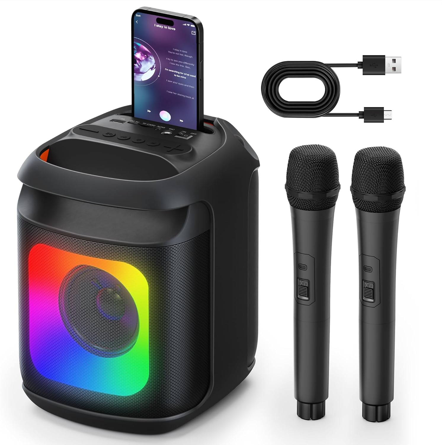 Karaoke Machine 2 Microphones: Portable Karaoke Machine for Adults Kids - Bluetooth Karaoke Speaker Wireless Microphone for TV - Home Karaoke System for Party Birthday Gift Trussing Truss