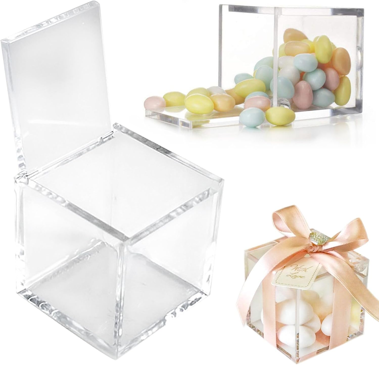 Doni Bomboniere 30 Plexiglass Boxes 5 x 5 x 5 cm Transparent Cube Personalised DIY Wedding Christening Birth Communion Graduation