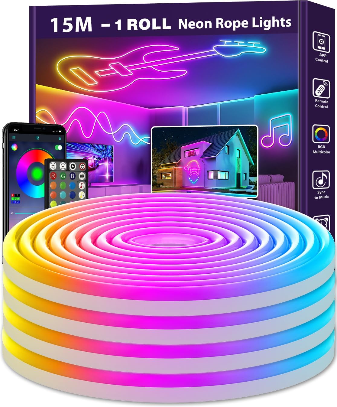 AILBTON 15m Neon LED Strip with App Control