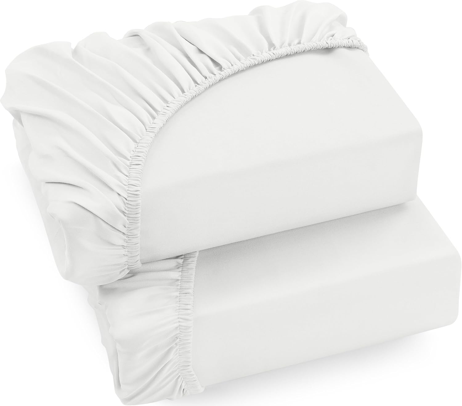 Utopia Bedding Fitted Sheets Single (Pack of 2) White - Deep Pocket 35cm - Easy Care - Soft Brushed Microfiber Fabric - Shrink and Fade Resistant - Fitted Sheet