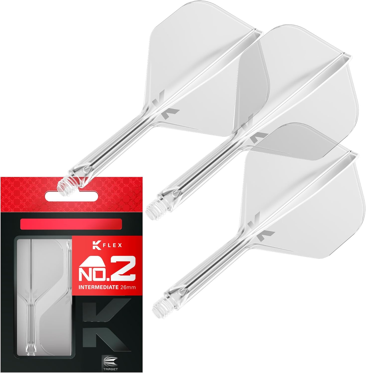 Target Darts K Flex Integrated Dart Flights And Shafts, No.2 | Pack Of 3 K-Flex - No2, Kflex All In One Moulded Dart Flight & Stem Lengths: Short, Intermediate & Medium | Professional Dart Accessories