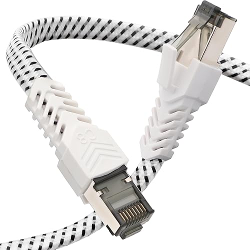 Cat 8 Nylon Weaving 2M Ethernet Cable - High Speed 40Gbps, 2000MHz for Ps5, Laptop, Router, Game, Modem - Shielded, Nickel Plated Rj45 Connector