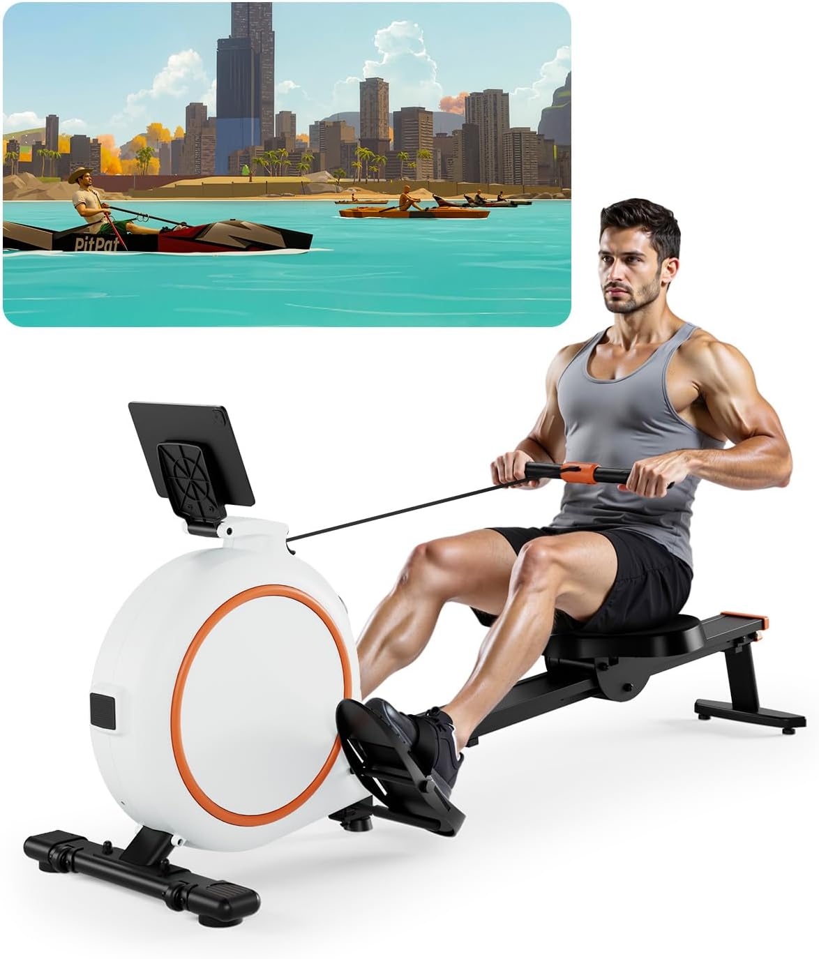 Superun Rowing Machine for Home with 32 Levels of Resistance - Quiet Magnetic Rowing Machine with App and LCD Display - Fitness Equipment Easy Assembly