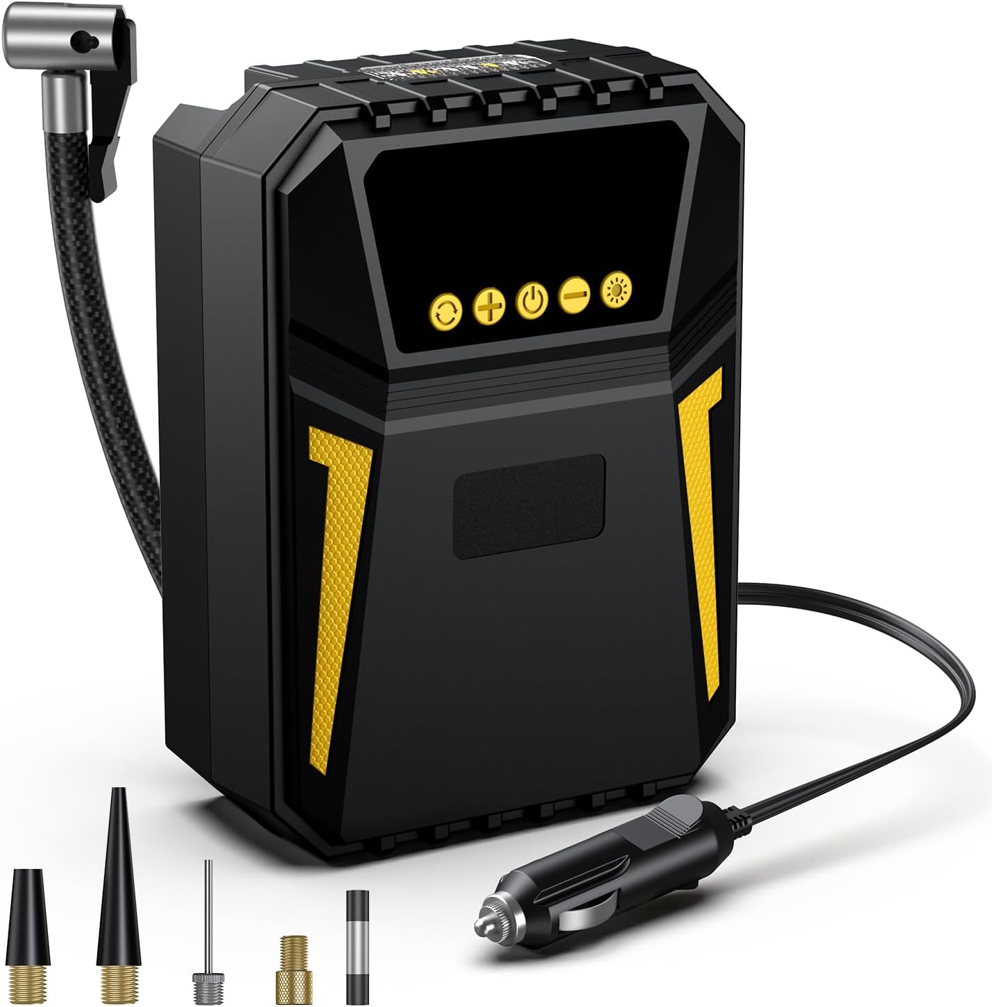 Tyre Inflator, Air Compressor, Digital Car Tyre Pump, 12V DC Portable Car Accessories for Men, Electric Air Pump, 150 PSI for Car Tyres, Bicycles, Football, Preset