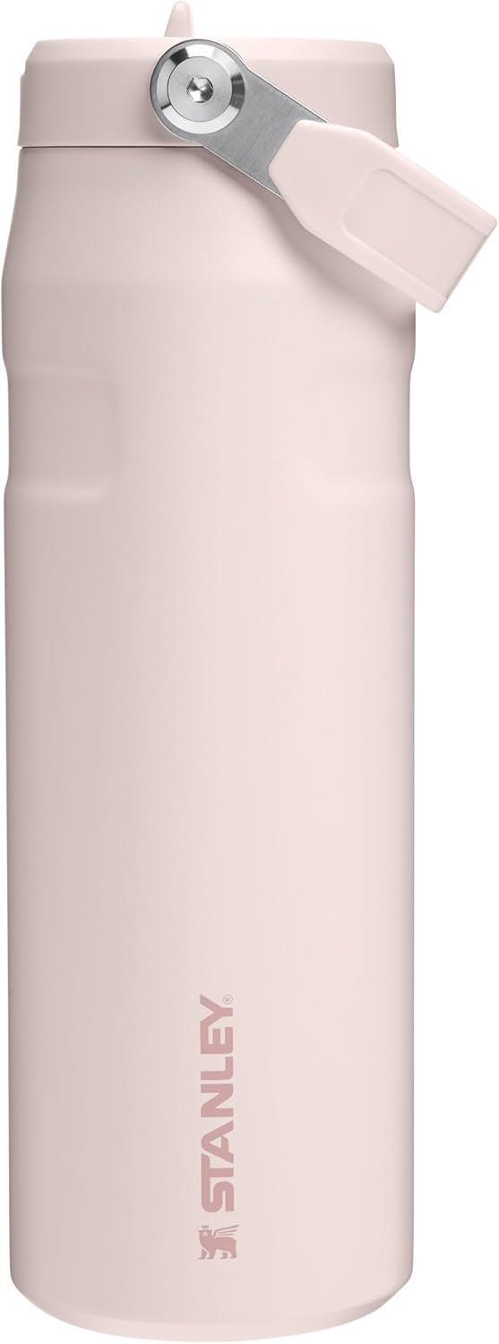 Stanley 1913 Flip Straw Drinking Bottle with Straw 0.7 L - Thermal Mug Cools for 10 Hours - 3 Days Ice-Cooled - BPA-Free - Leak-Proof - for Drink Holders - Dishwasher Safe - Rose Quartz
