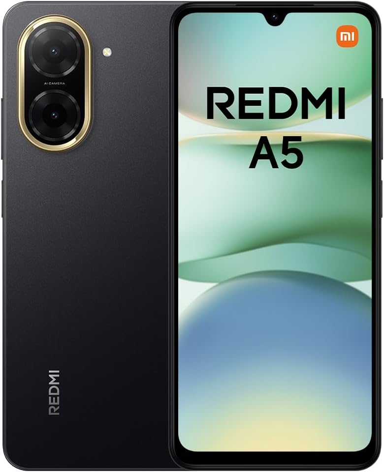 Xiaomi Redmi A5 Smartphone - 3GB + 64GB, 16.6 cm HD+ Display, 5000 mAh Battery, Android 13 Go Edition, Dual SIM - Black